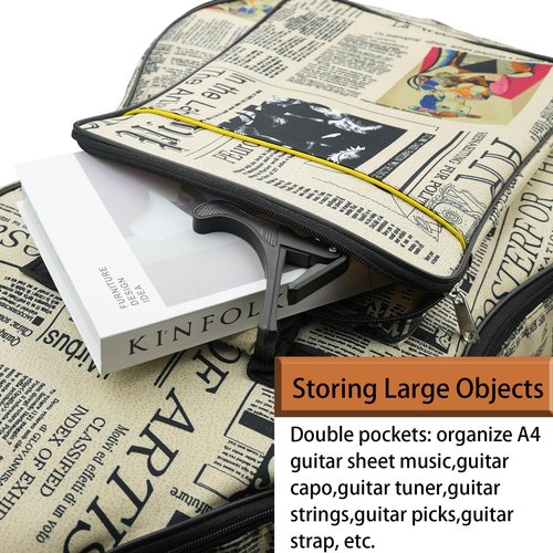moosiker 40/41 Inch Acoustic Guitar Gig Bag 6mm Padding soft Guitar Case (40/41 inch Newspaper guitar bag)