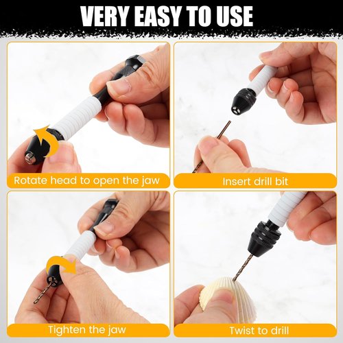Mulwark Precision Pin Vise Hand Drill Set - 25-Piece Manual Mini Drill with HSS Micro Twist Bits for Jewelry, Wood, and Crafts