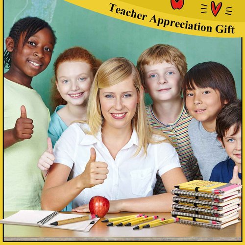 Resurhang Christmas Teacher Appreciation Gifts Bulk from Students, Pencil Spiral Notebooks with Glitter Pens, Thank You Cute Classroom Supplies Party Favor Thanksgiving Gift, 10 Styles(20 Sets)