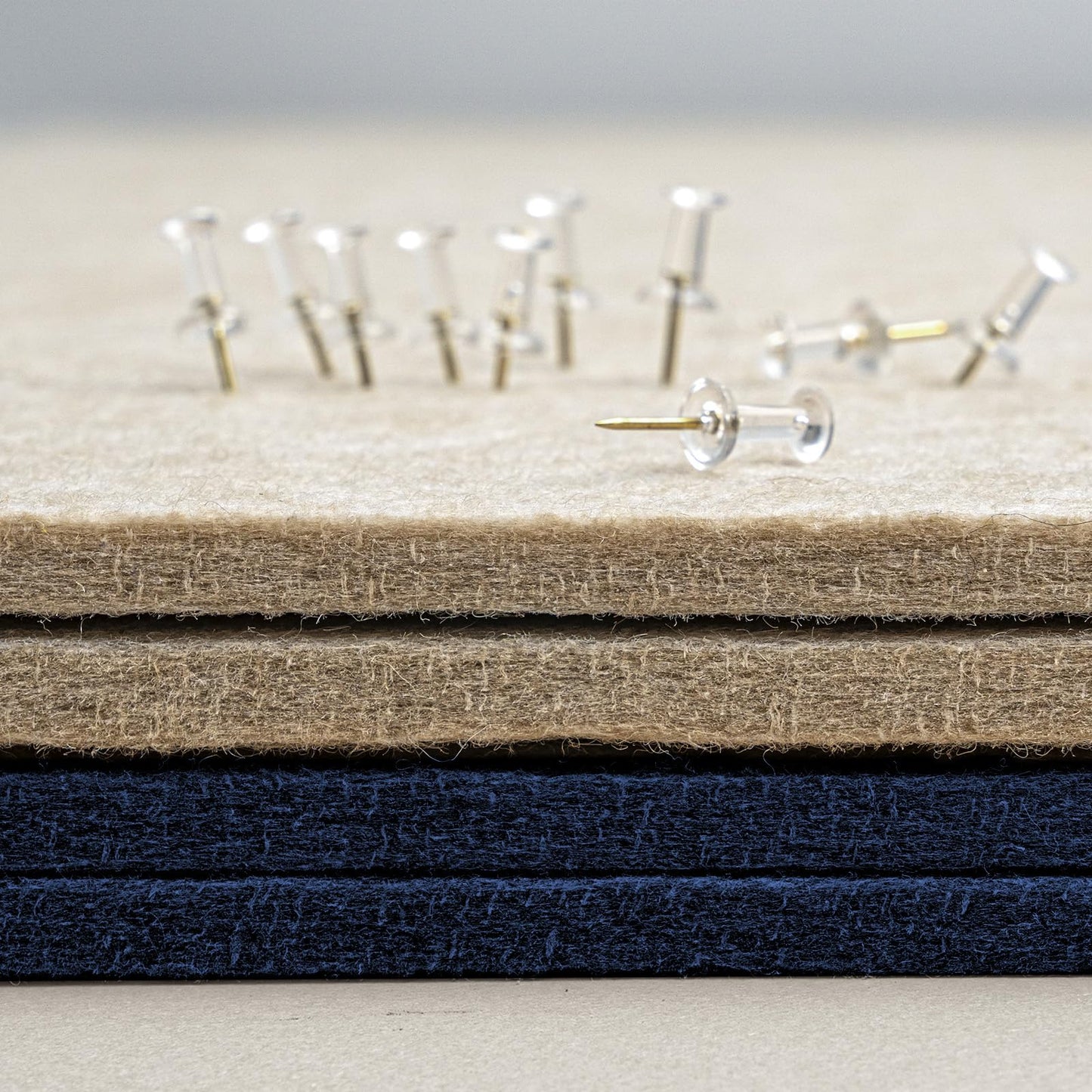 Large Bulletin Board - 48 x 36 Inches, Decorative Felt Pin Board for Wall - 4' x 3' Foldable Photo Display Board with Self-Adhesive Tape, Includes 20 Push Pins - Dark Blue