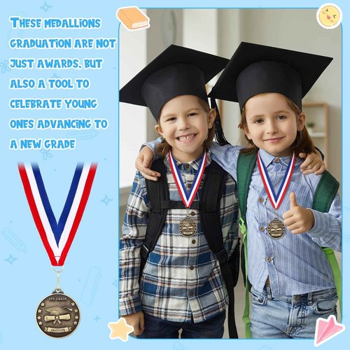 Misdary 24 Pcs 5th Grade Graduation Gifts, Elementary Primary School Graduation Medal with Neck Ribbon for Student Congrats Grade Party Favor Supplies Gifts Bulk Class Graduates Award