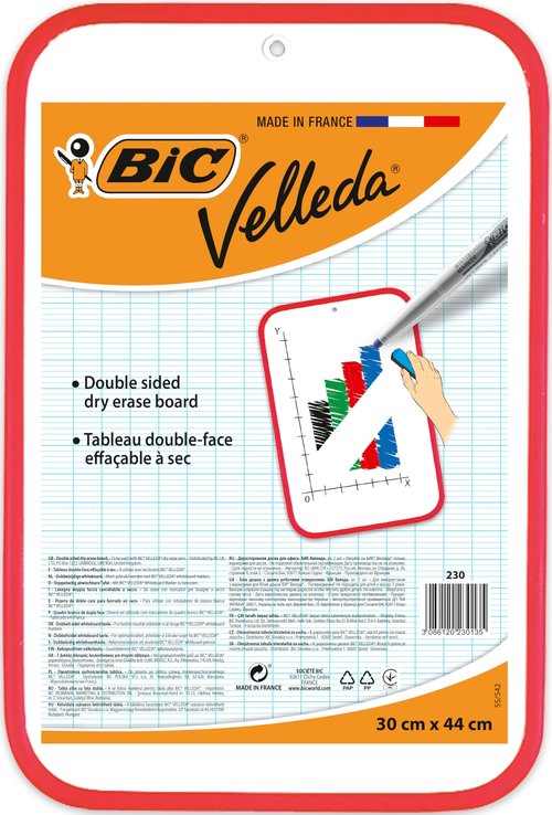 BIC VELLEDA Dry Wipe White Board 30 x 44cm Double-Sided Board