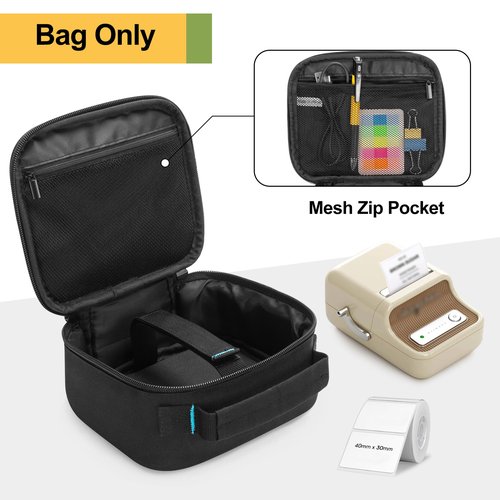 CURMIO Label Maker Carrying Case Compatible with NIIMBOT B21 / B1, Empty Storage Holder Bag for Printer Labels, USB Cable, Battery, Bag Only