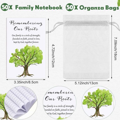 Janlaugh 50 Sets Family Reunion Favors a Family's Love Is Forever Pens with Remembering Our Roots Notepad for Home Reunion Gathering Party Favors Decorations Household Gifts Souvenir