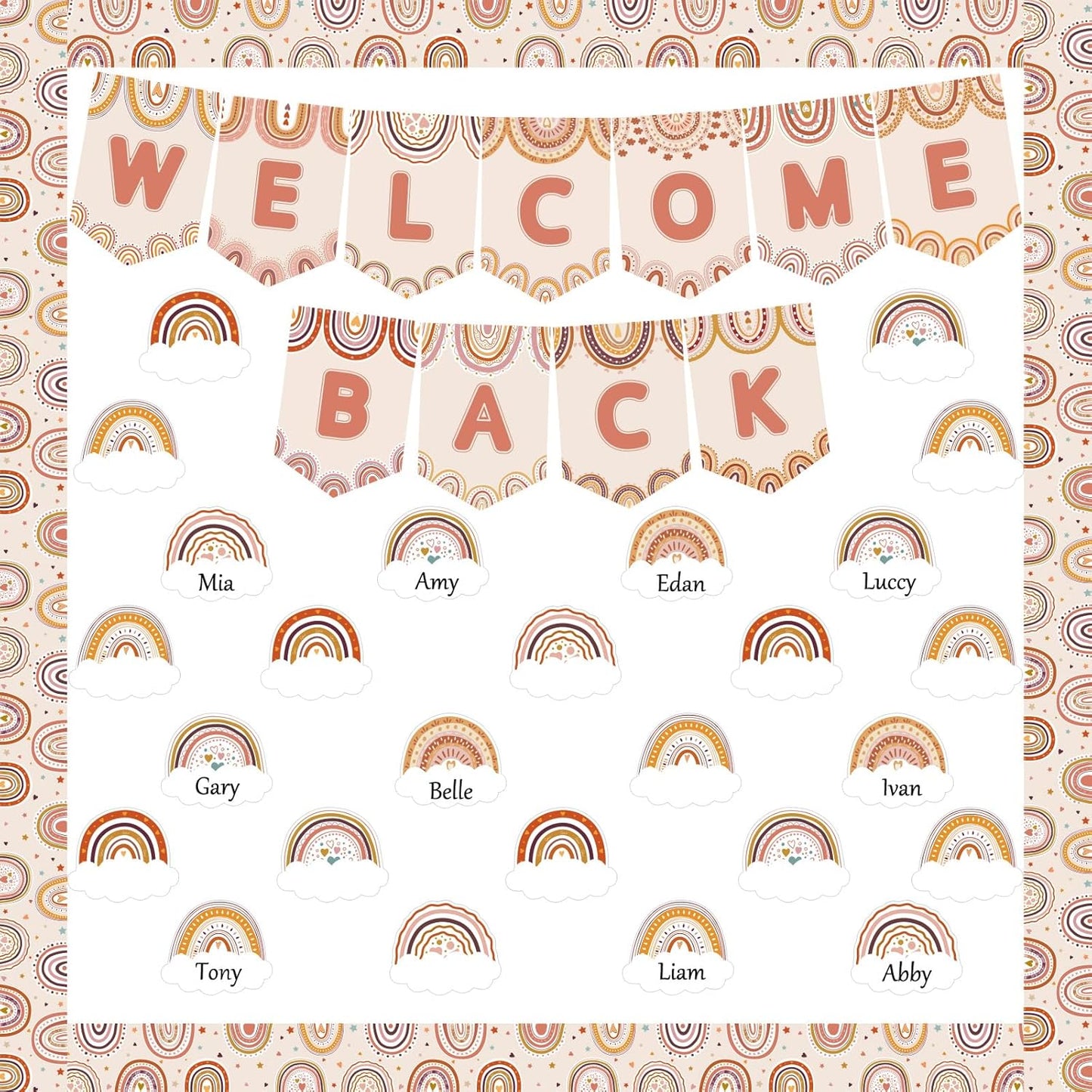 Boho Rainbow | Welcome Bulletin Board Decoration Set - Perfect for School & Classroom Use