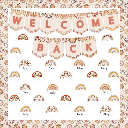 Boho Rainbow | Welcome Bulletin Board Decoration Set - Perfect for School & Classroom Use