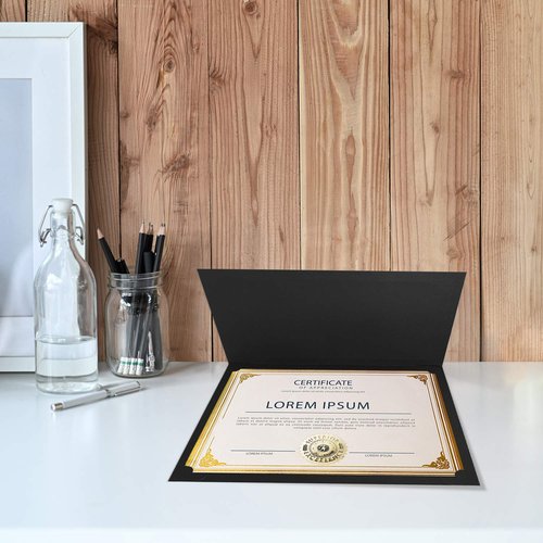 SUNEE 75pcs Certificate Kit, Includes 25pcs Black Certificate Holders & 25pcs Letter Size Certificate Papers & 25pcs Gold Foil Award Seals, for Diploma, Award, Accomplishment
