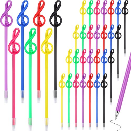 Lincia 100 Pcs Music Note Pens Bulk Musical Ballpoint Pens Music Themed Party Favors Novelty Musical Choir Prizes Gifts Piano Teacher Gift for Artists Office Decorative Supplies(Mixed Colors)