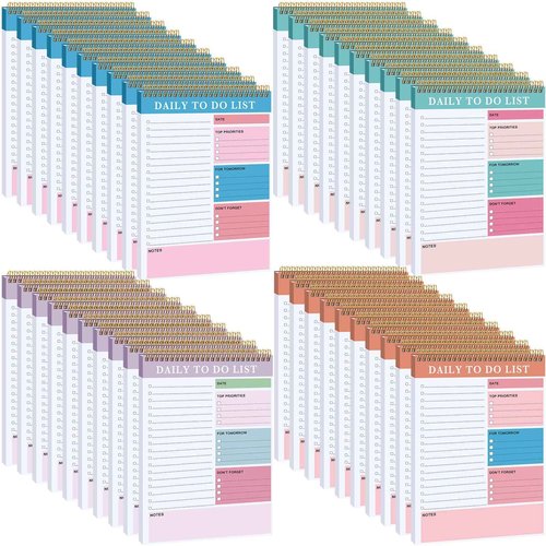 40 Pcs Daily to Do List Notepad Daily Planner with 52 Sheets Tear Off, Spiral to Do List Notebook Notepad Undated Bulk for Adults Kids Classroom Office Plan Work Schedule Checklist, 6.38 x 9.84 Inch