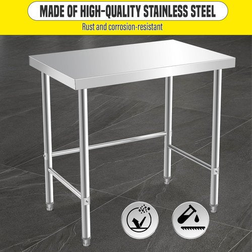 COZONY Stainless Steel Table 36x24 Inch, Kitchen Restaurant Stainless Steel Prep Work Metal Table Countertop with Open Base