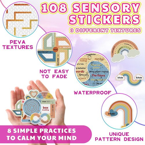 Libima 180 Pcs Anxiety Sensory Stickers - Mindfulness Decals for Calming Relief | Retro Colors