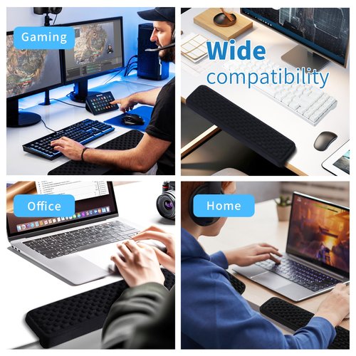 MEKASS L-Shaped Desk Wrist Rest Elbow, Forearm & Wrist Comfort Support for Table or Desk Edge, Non-Slip, Memory Foam Padding 2-Piece Set (Oval Black