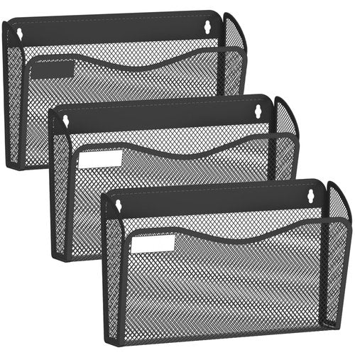 BOHDK Wall File Organizer, Mesh Hanging File Organizer, Home Office Organization and Storage, 3 Single Pockets Document Magazine Rack