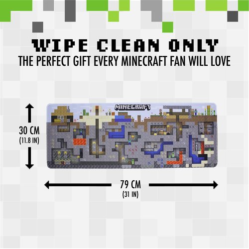 Paladone Minecraft Mining World Large Gaming Mouse Pad for Desk Keyboard Mousepad Non-Slip