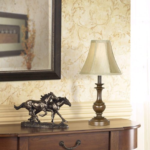 Barnes and Ivy Traditional Font Table Floor Standing Lamps Set of 4 Bronze Brown Beige Bell Fabric Shade Decor for Living Room Bedroom House Bedside Nightstand Home Office Reading Family