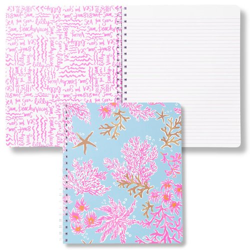 Lilly Pulitzer Large Hardcover Spiral Notebook, 11" x 9.5" with 160 College Ruled Pages (Royal Coral)