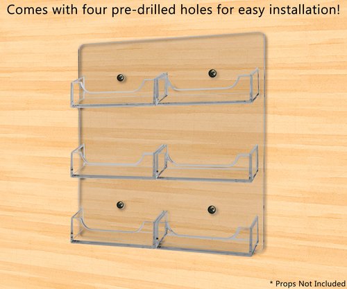 Marketing Holders Hanging Business Card Holder with Hardware 6 Pocket Clear Acrylic Wall Mount Multi Slot Rack for 3.5" x 2" Gift or Appointment Cards Space Saver Travel Agents Restaurants