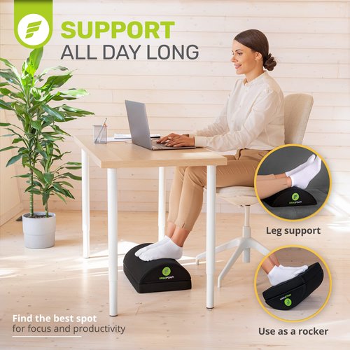 ErgoFoam Adjustable Foot Rest (Rounded, Mesh, Black) and Lumbar Support Pillow Bundle