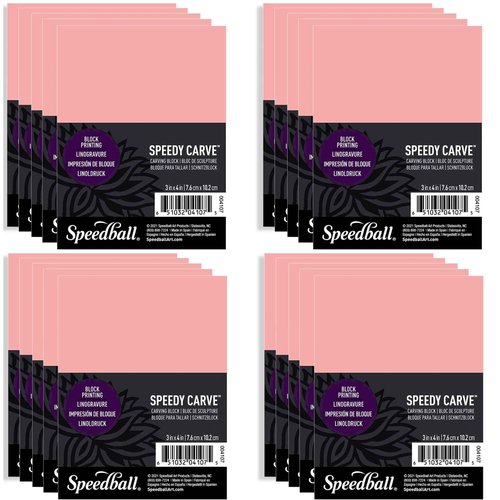 Speedball Speedy-Carve Block Printing Carving Block, Rectangle, Pink, 3 x 4 Inches (20-Pack)