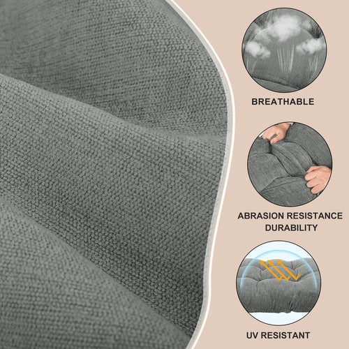 ROFIEJOX Rocking Chair Cushion - Chenille Fabric, High-Density Sponge, Durable Comfort Double-Sided Tufted Seat Pads with Ties, Chenille︱Pearl Light Grey, 44x19x4 inch
