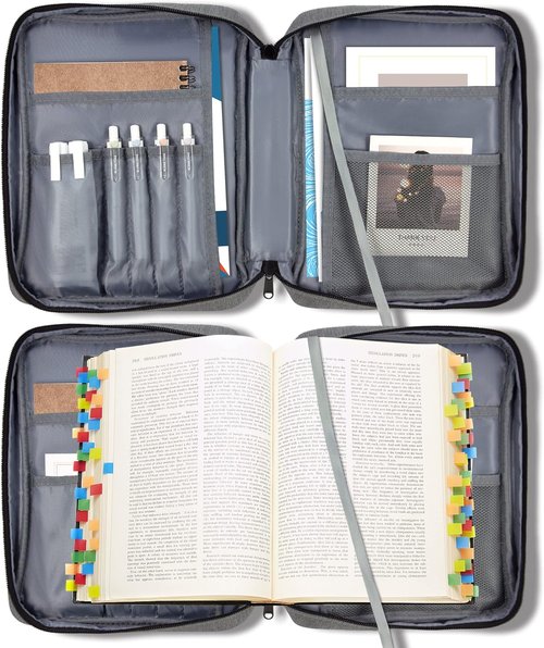 GUEER Bible Cover for Men - Durable Bible Holder with Zipper & Pockets | Standard Size, Ideal Gift