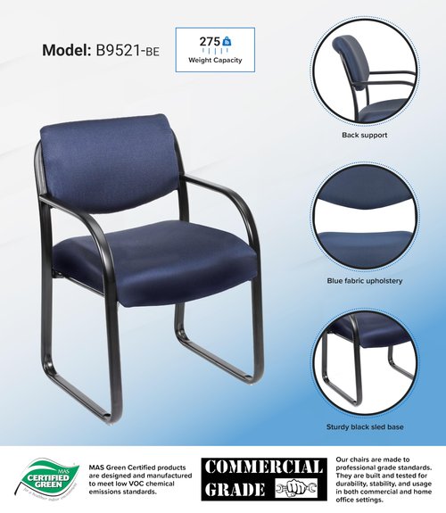 Boss Office Products Fabric Guest Chair in Blue