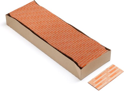 Huron Flat Coin Wrapper - Quarter Rolls $10 Orange | Pack of 250 Durable Wrappers