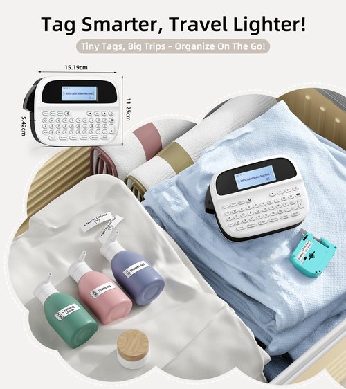 Label Maker Machine with Tapes, Label Maker Waterproof-Labels, Rechargeable Bluetooth Labeler, Portable Labeling Machine with Backlit LCD, M950 Handheld Label Printer for Office Home Use