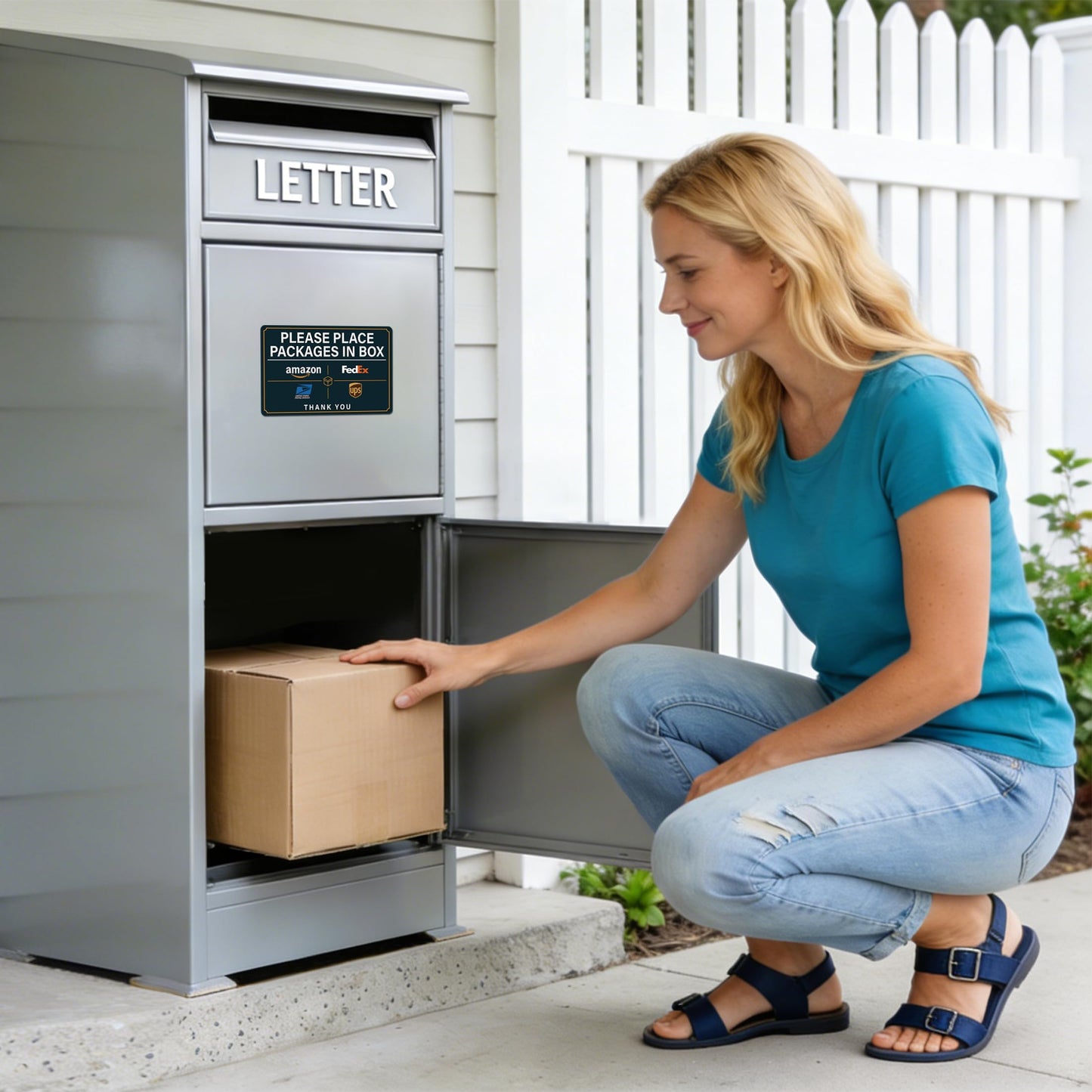 Please Leave Packages and Deliveries Here Sign,Self-Adhesive Waterproof Durable Delivery Signs for Packages, Please Place Packages in Box for Home, Office, Shop, Box, Door（Small）