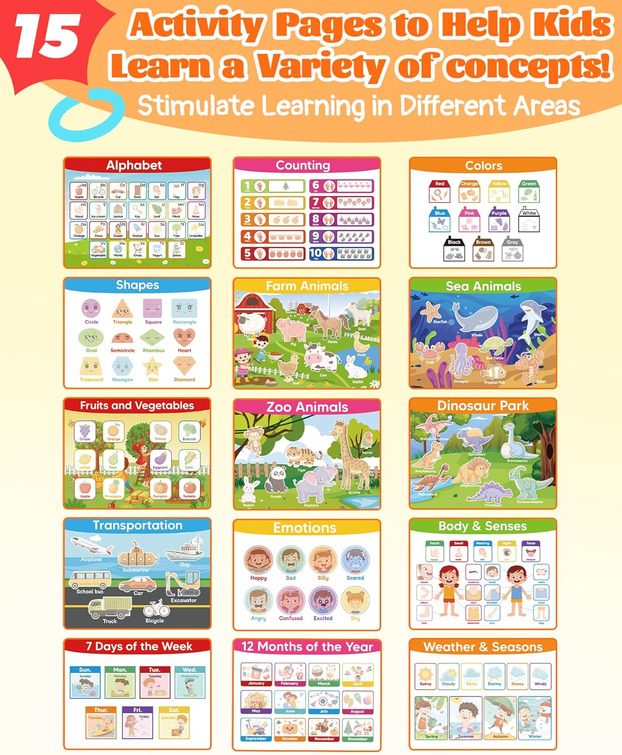 Walenced Busy Book for Toddlers | Montessori Learning Activities & Coloring Fun for Ages 3-5