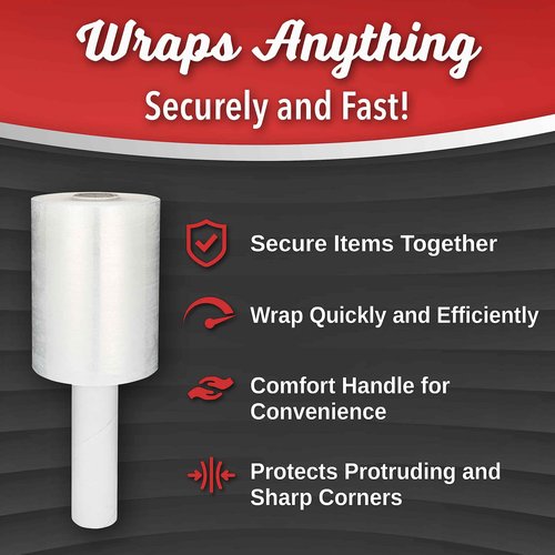 8 Pack Industrial Strength Mini Hand Stretch Wrap 5" 1000 Ft. Roll 80 Gauge Thick, Shrink Wrap Roll for Moving Supplies, Furniture, Pallets, Plastic Wrap for Packing, Heavy Duty Stretch Film