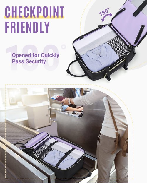 LIGHT FLIGHT Rolling Laptop Bag Women Men Rolling Briefcase 15.6 Inch Computer Bag with Spinner Wheels, Water-resistant Roller for Carry on Business Travel, Quilted Black