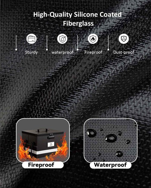 Oterri Large 2 Pack Fireproof Document Box With Lock, Portable File Safe Box Fireproof Waterproof For Hanging Letter&Legal Folders, Office Storage for Important Documents (Black)