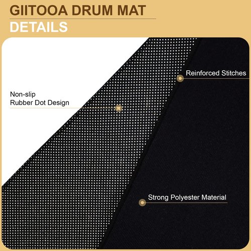 Drum Rug 4x6Ft, Drum Mat with Non-Slip Grip Bottom, Drum Mats and Rugs with Tightly Woven Fabric, Electric Drum Carpet for Noise Reduction, Soundproof Rug, Drum Accessories Gifts, Black