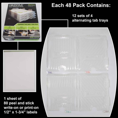 EZSTAX File Organizers - Letter Size, Stackable Trays for Desk - for Office Files, Mail, Documents - 48 Pack