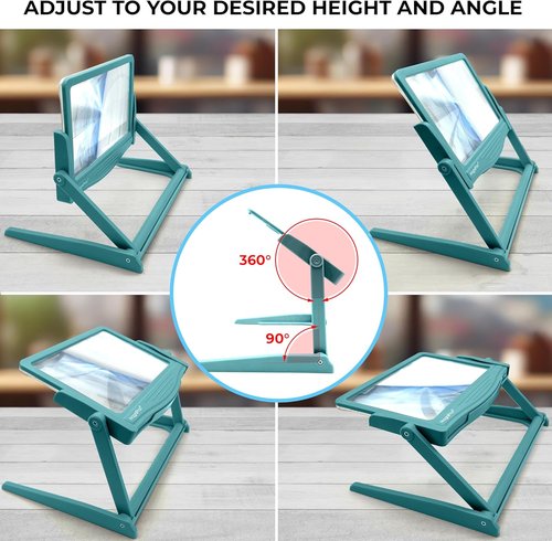 MAGNIPROS 5X LED Full Page Magnifying Glass - Hands-Free Stand & 3 Color Light Modes for Easy Reading & Crafting