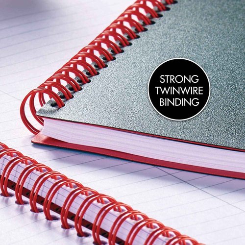 Black n' Red Notebooks, Business Journals, 3 Pack, 8-1/4" x 5-7/8", 70 Sheets, Ruled, Optik Paper, Scribzee App, Flexible Poly Cover, Wirebound, Black (400161061)