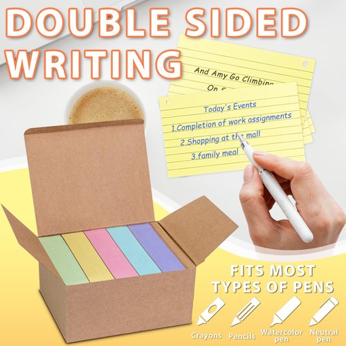 500PCS Colored Index Cards, 3x5 Inches Flash Cards with Ring, Lined on Both Side Notecards Ruled Study Card Flashcards Heavy Note Cards for Studying, Learning, School, College