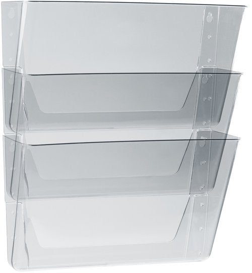 Storex Wall File, 3 Sections, Letter Size, 13" x 4" x 14", Clear, 3/Set