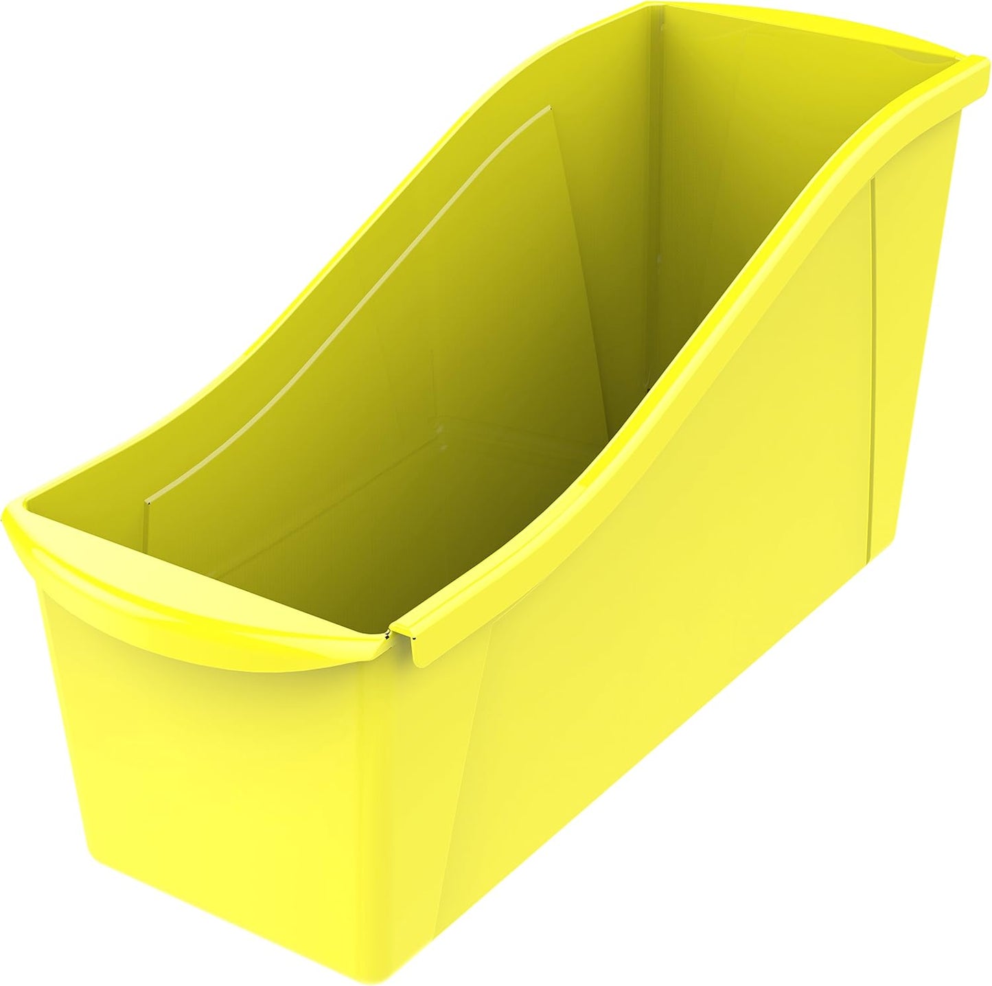 Storex Large Book Bin - Interlocking Plastic Organizer for Home & Office - Yellow, 6-Pack