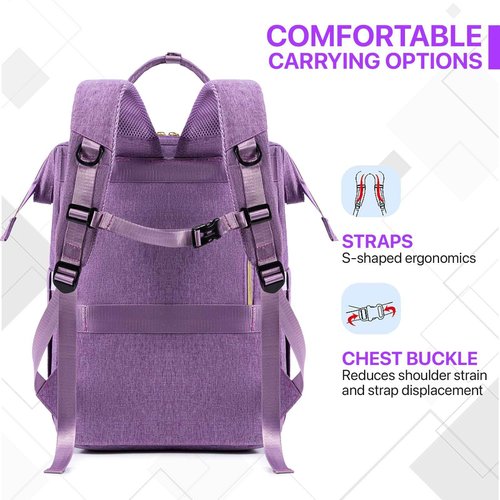Xocvji Lunch Backpack for Women, Laptop Backpack Fits 15.6 Inch, Insulated Cooler Backpacks with Lunch Box, Nurse/Teacher/Work Bag for Travel Beach Camping Picnics Womens Gifts, Purple