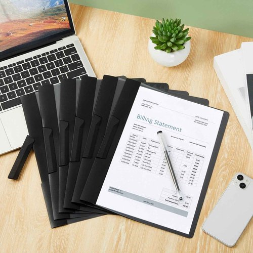 Maitys 50 Pack Clear Report Covers with Clip 11.4 x 9 Inch Presentation Folders Transparent Front Portfolio Folders for Letter Size(Black)