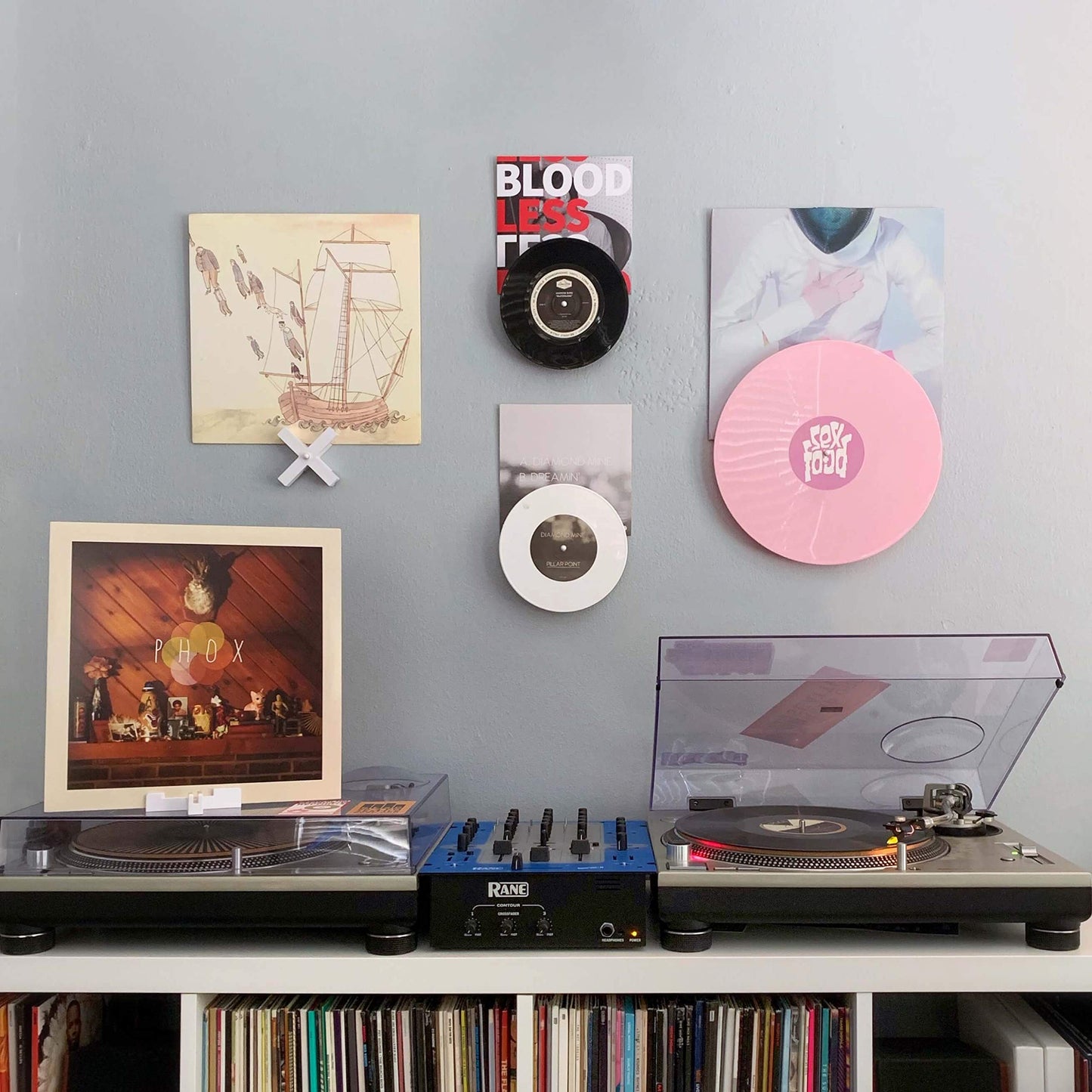 Record Props - Vinyl Record Display - Combine vinyl and album cover on wall. Doubles as a now playing tabletop stand.