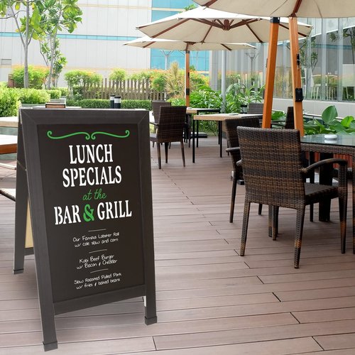 Excello Global Products Large Double-Sided 40x23 Heavy-Duty A-Frame Sidewalk Chalkboard Standing Sign, Includes 10 Chalk Markers, 40 Piece Stencil Set, Chalk and Eraser (Black)
