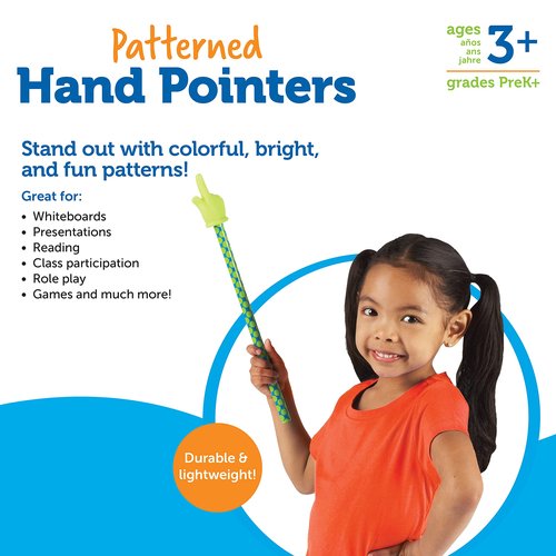 Learning Resources Patterned Hand Pointers, Set of 3, Multi-color, 15 in (LER1958)