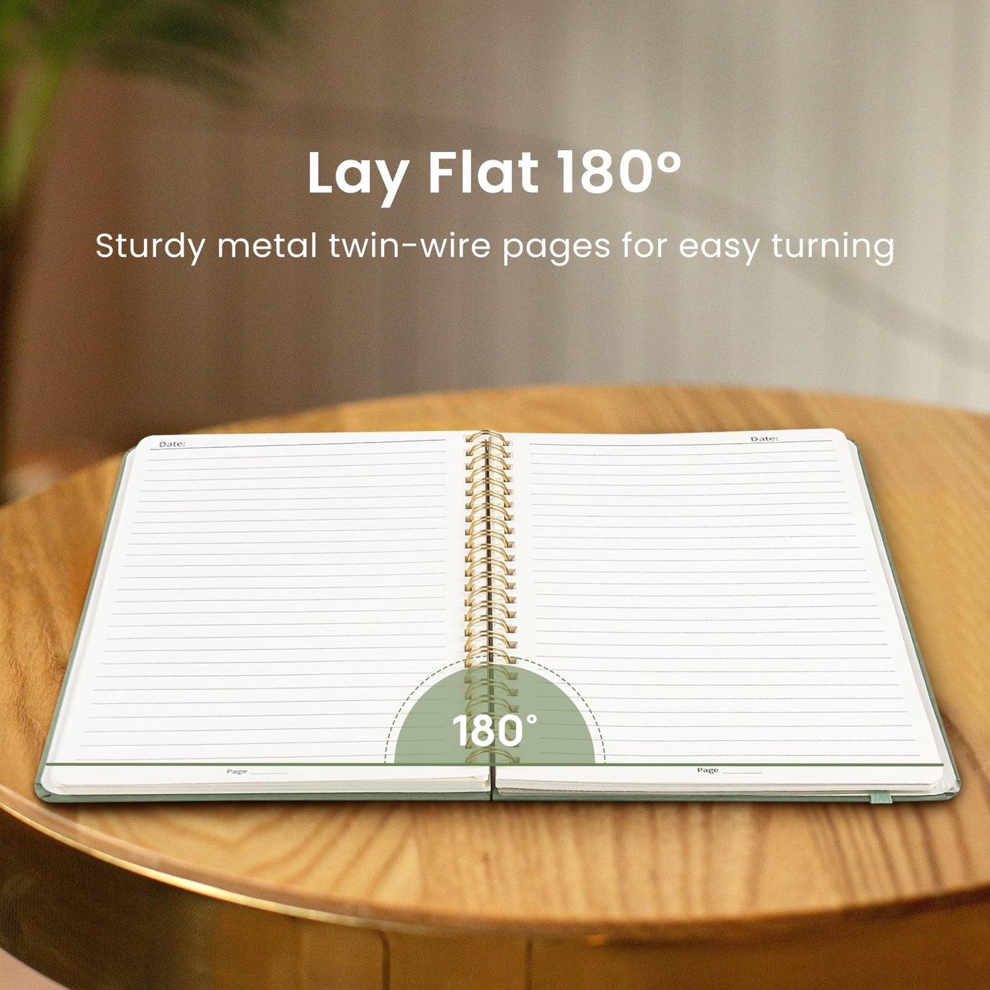 Taja 6 Pack Lined Spiral Notebooks for Work, 140 Pages, A5(5.7" x 7.9") Hardcover College Ruled, Journaling Notebooks for Notes-Taking, Perfect for Office School Home, Green
