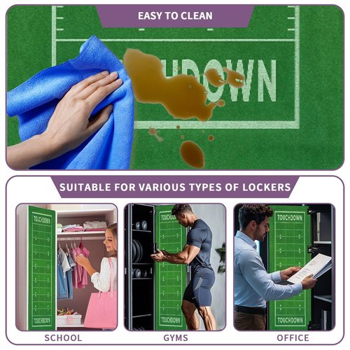 2 Pcs Locker Magnetic Wallpaper American Football Field Artificial Turf Soccer Field 12" x 36" Wall Magnetic Sticker Removable Locker Accessories Decor Easy Install for Office School
