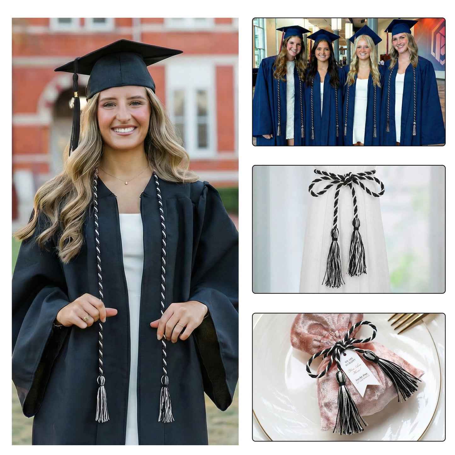 GraduationMall Graduation Honor Cord 68" Blackwhite