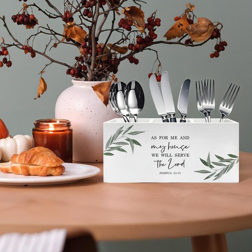 Exqcom As for Me And My House We Will Serve Christian Pen Pencil Holder, Christian Office Decor, Religious Scripture Botanical Pencil Pen Holder Organizer for Home Office Desk Accessories