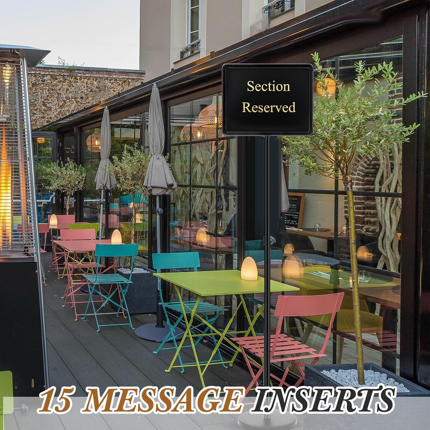 Wenqik Wait to Be Seated Hostess Sign - Sturdy 11 x 14 Inch Holder with Base for Restaurants | Black